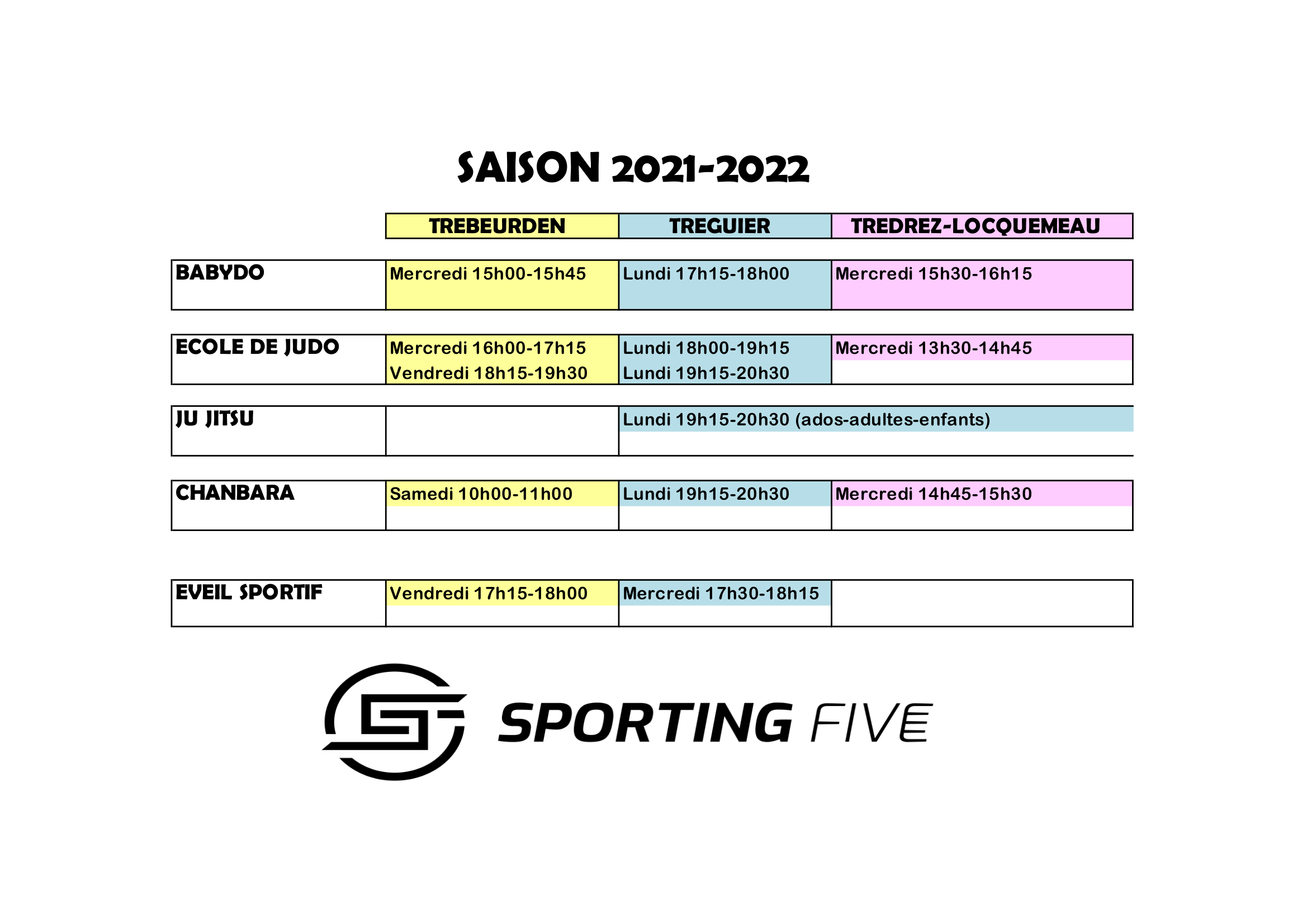 Planning cours 2021 2022